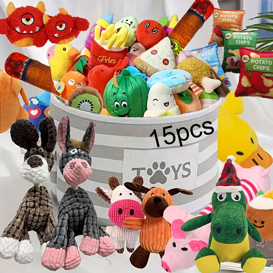 15pcs Cuddle Paws Cartoon Plush Dog Toy Set