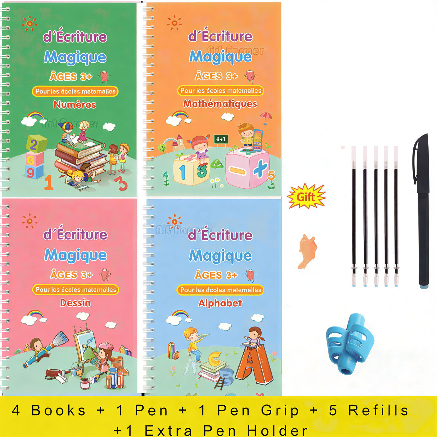 Magic Handwriting Copybook - 4-Book Reusable Practice Set with Disappearing Ink (Ages 3-8)