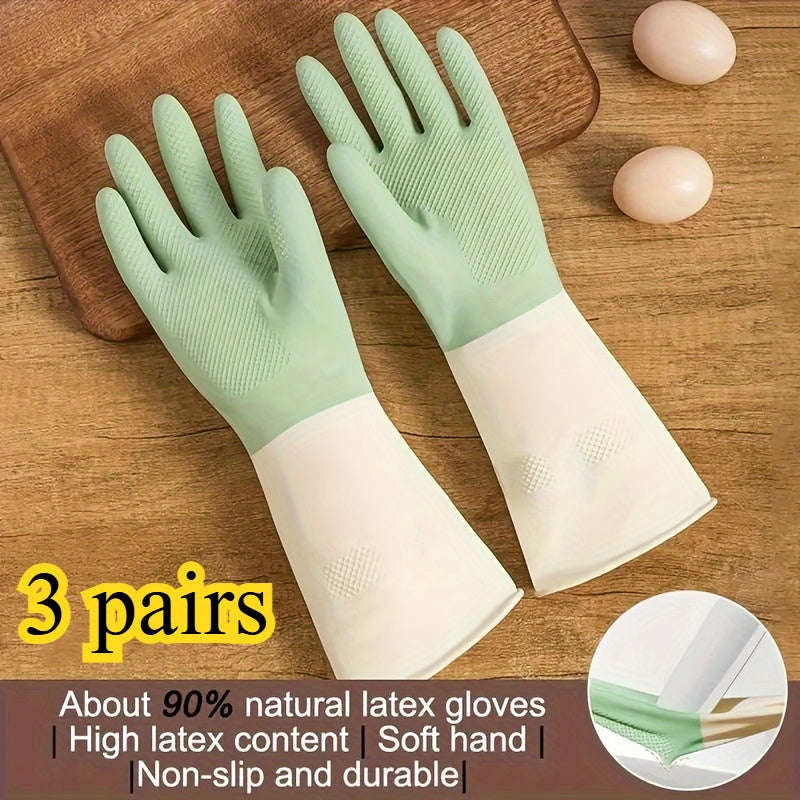 3 Pairs Waterproof Latex Kitchen Gloves