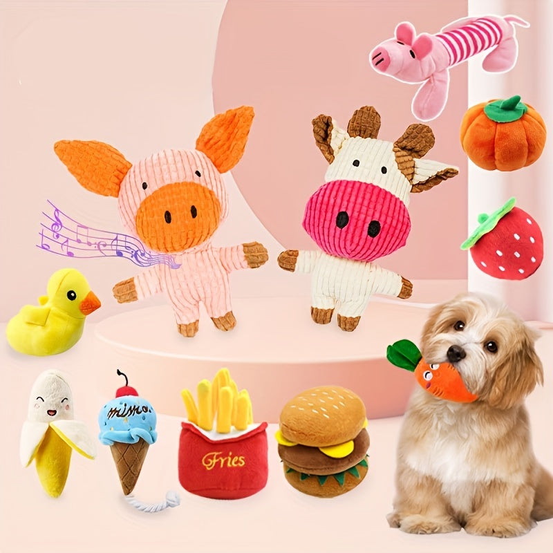 15pcs Cuddle Paws Cartoon Plush Dog Toy Set