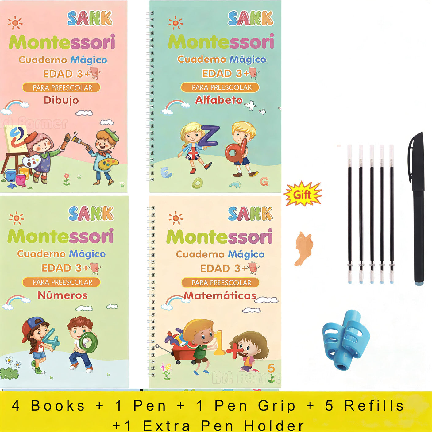 Magic Handwriting Copybook - 4-Book Reusable Practice Set with Disappearing Ink (Ages 3-8)